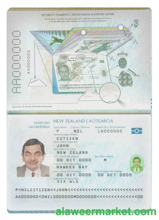 New Zealand passport template in PSD format, fully editable (2009-2016)